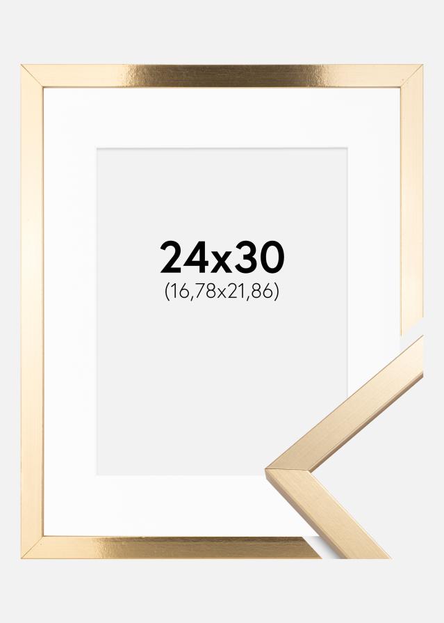 Ramme Trendy Gull 24x30 cm - Passepartout Hvit 7x9 inches