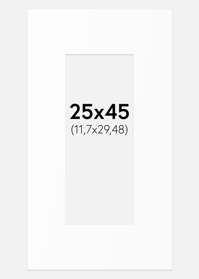 Passepartout Hvit Standard (Hvit kerne) 25x45 cm (11,7x29,48)