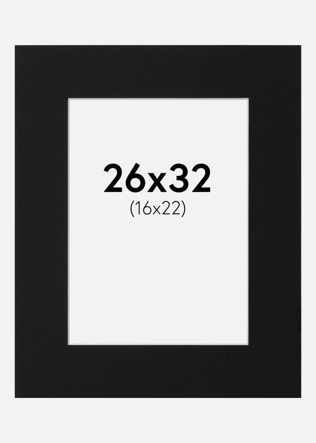 Passepartout Svart Standard (Hvit kjerne) 26x32 cm (16x22)