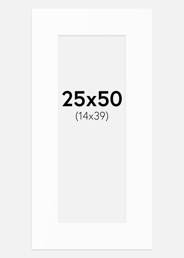 Passepartout Hvit Standard (Hvit kerne) 25x50 cm (14x39)