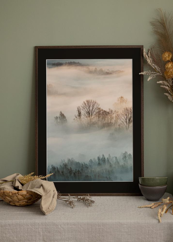 Ramme Edsbyn Valnøtt 20x30 cm - Passepartout Svart 15x21 cm (A5)