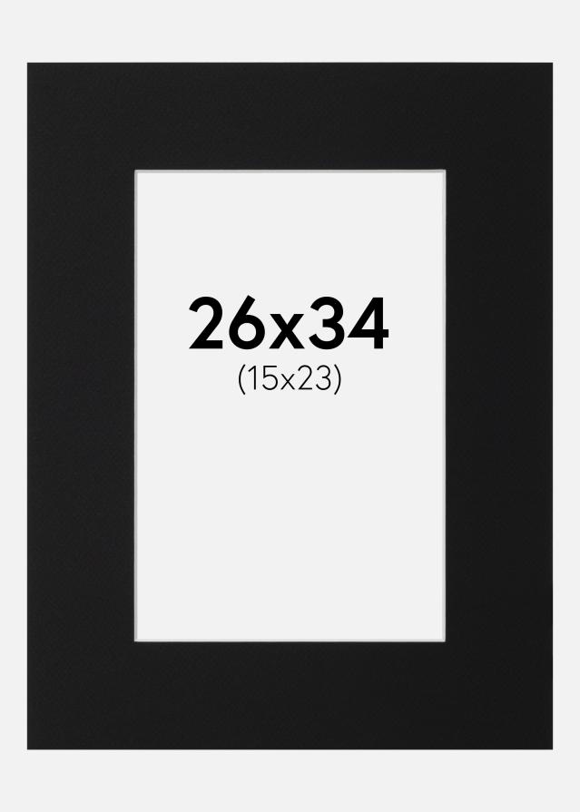 Passepartout Svart Standard (Hvit kjerne) 26x34 cm (15x23)
