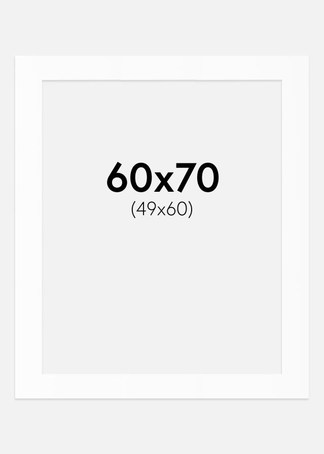 Passepartout Hvit Standard (Hvit kerne) 60x70 cm (49x60)