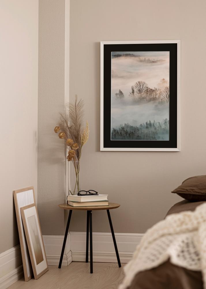 Ramme Fiorito Hvit 50x60 cm - Passepartout Svart 37x46 cm