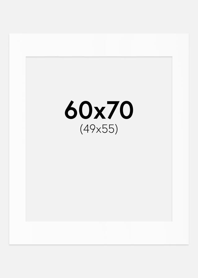Passepartout Hvit Standard (Hvit kerne) 60x70 cm (49x55)