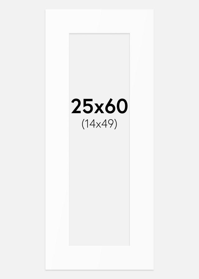 Passepartout Hvit Standard (Hvit kerne) 25x60 cm (14x49)