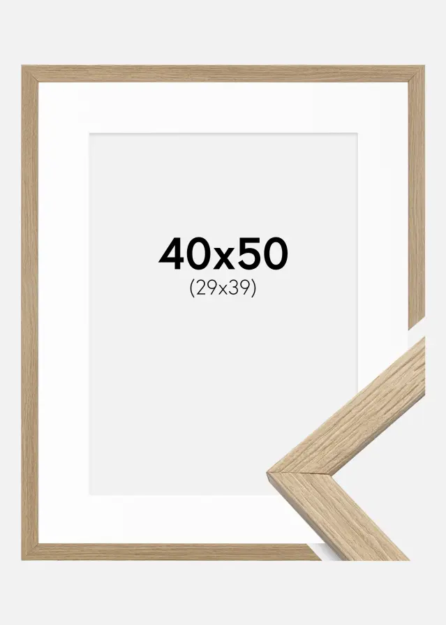 Ramme Stilren Eik 40x50 cm - Passepartout Hvit 30x40 cm