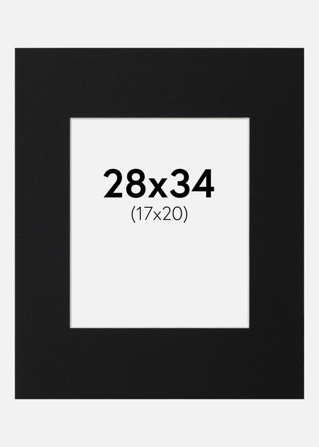 Passepartout Svart Standard (Hvit kjerne) 28x34 cm (17x20)