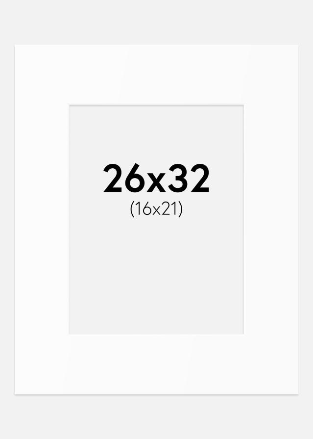 Passepartout Hvit Standard (Hvit kerne) 26x32 cm (16x21)