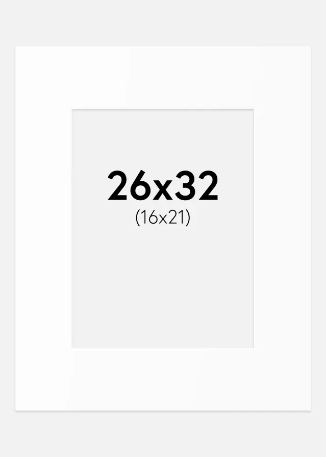 Passepartout Hvit Standard (Hvit kerne) 26x32 cm (16x21)