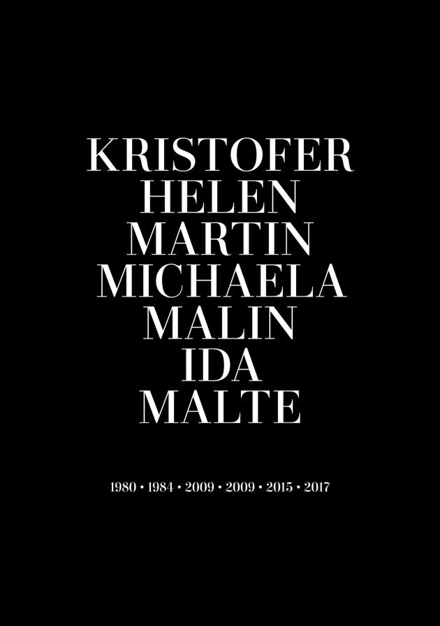 Familiebilde - 7 Navn & Fødselseår - Svart