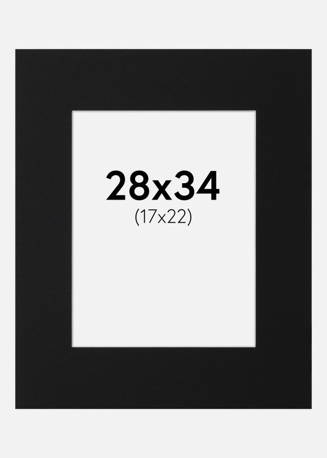 Passepartout Svart Standard (Hvit kjerne) 28x34 cm (17x22)