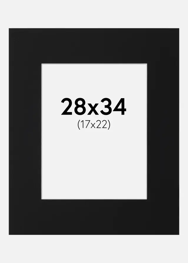 Passepartout Svart Standard (Hvit kjerne) 28x34 cm (17x22)