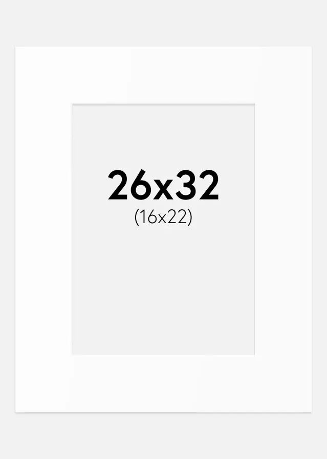 Passepartout Hvit Standard (Hvit kerne) 26x32 cm (16x22)