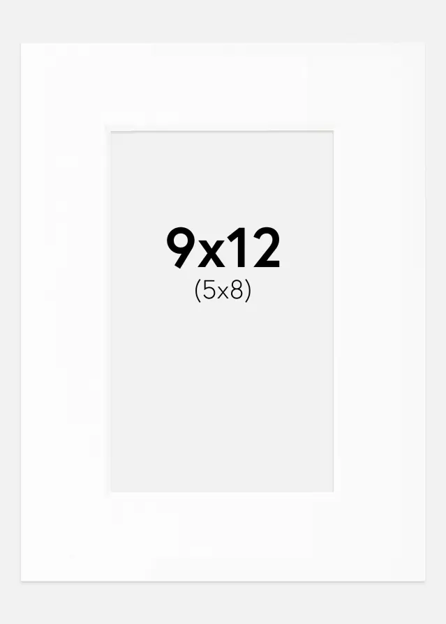 Passepartout Hvit Standard (Hvit kerne) 9x12 cm (5x8)