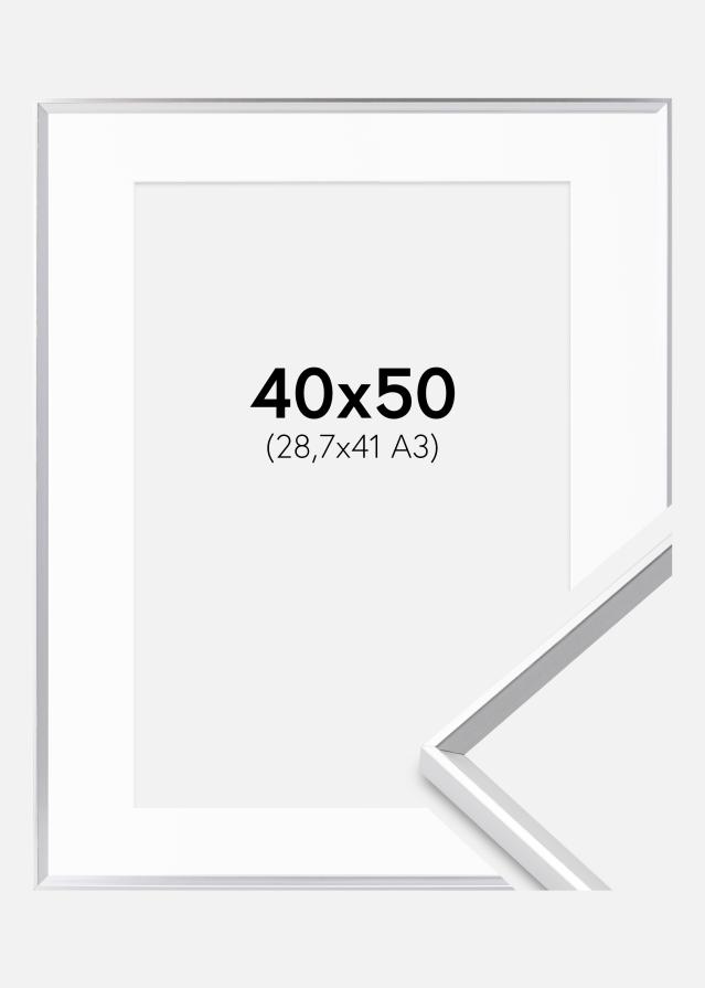 Ramme Desire Sølv 40x50 cm - Passepartout Hvit 29,7x42 cm (A3)