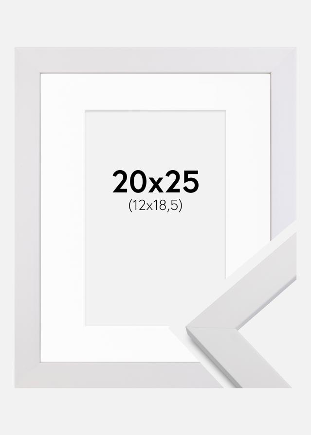 Ramme White Wood 20x25 cm - Passepartout Hvit 13x19,5 cm