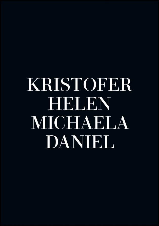 Familiebilde - 4 Navn - Svart