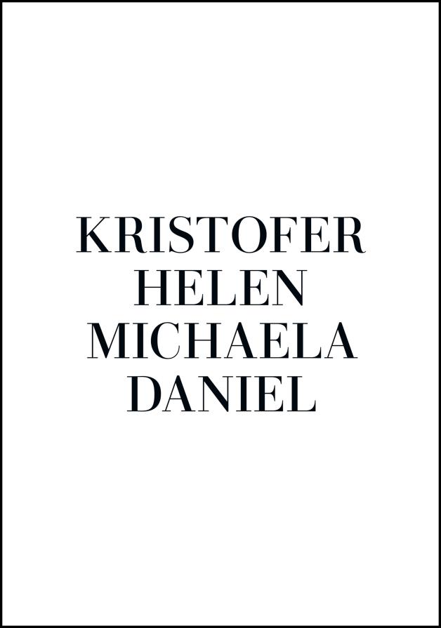 Familiebilde - 4 Navn - Hvit