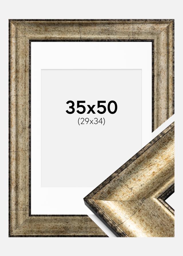 Ramme Saltsjöbaden Antikkgull 35x50 cm - Passepartout Hvit 30x35 cm