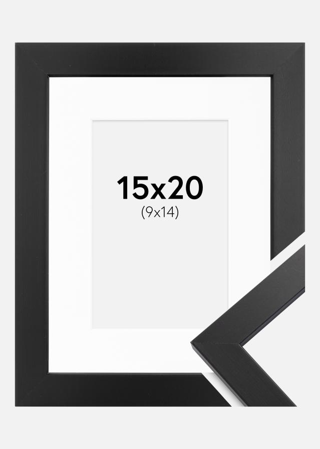 Ramme Black Wood 15x20 cm - Passepartout Hvit 10x15 cm