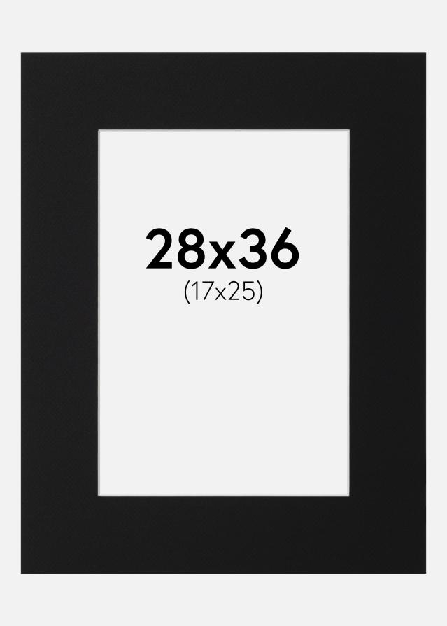 Passepartout Svart Standard (Hvit kjerne) 28x36 cm (17x25)