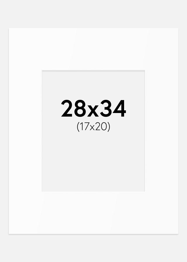 Passepartout Hvit Standard (Hvit kerne) 28x34 cm (17x20)