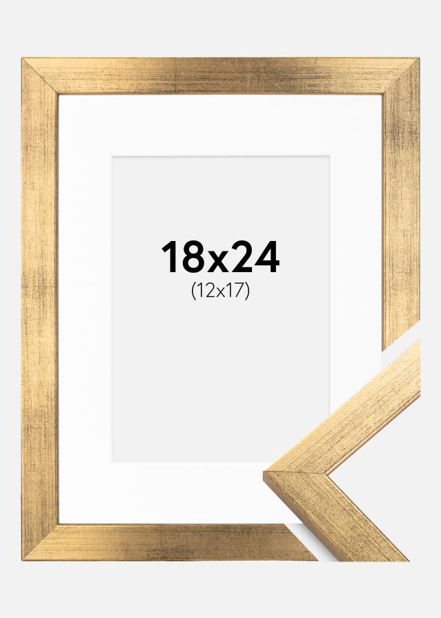 Ramme Stilren Gull 18x24 cm - Passepartout Hvit 13x18 cm
