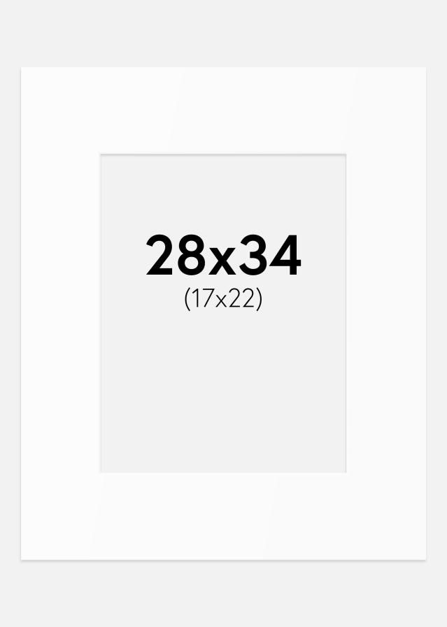Passepartout Hvit Standard (Hvit kerne) 28x34 cm (17x22)