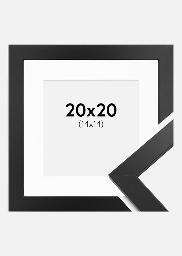 Ramme Black Wood 20x20 cm - Passepartout Hvit 15x15 cm