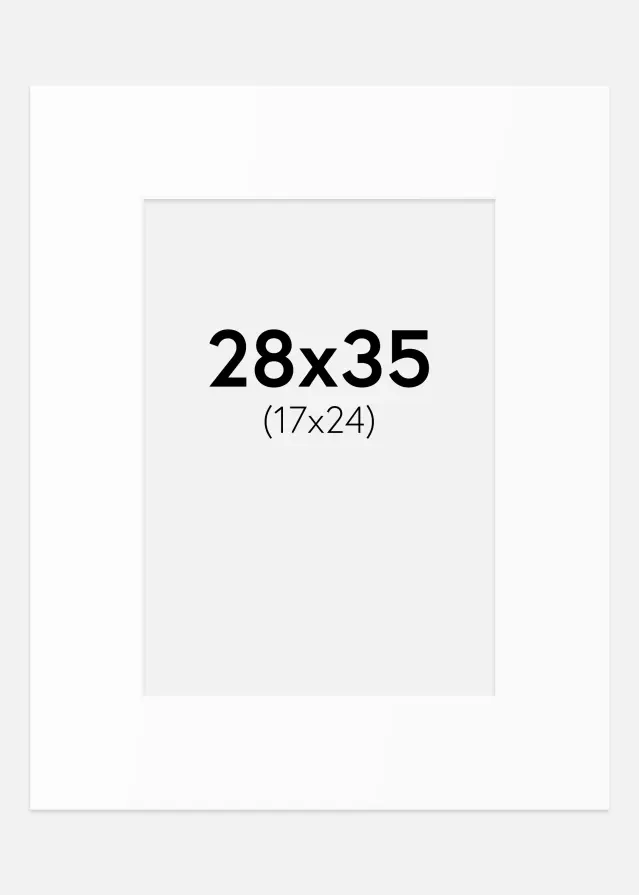 Passepartout Hvit Standard (Hvit kerne) 28x35 cm (17x24)