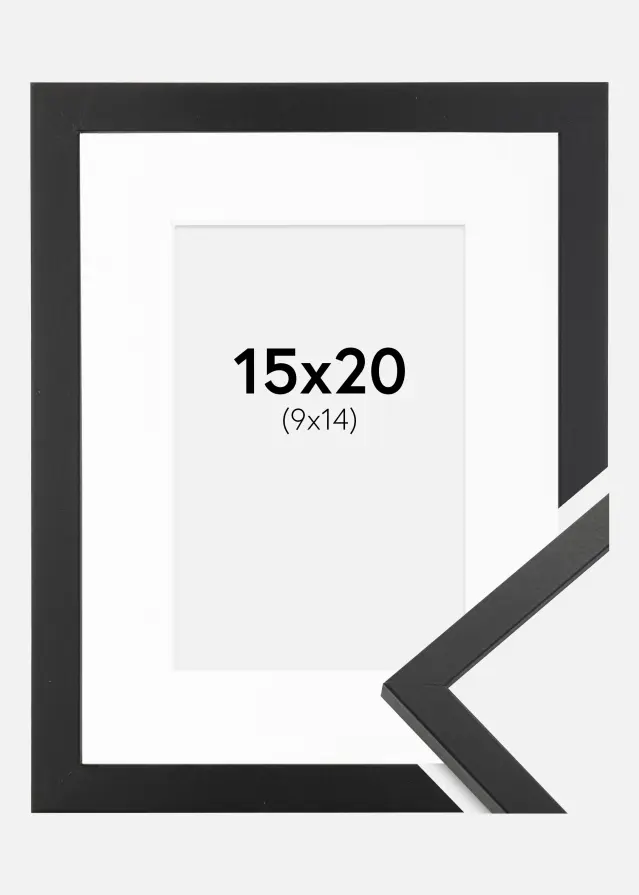 Ramme Trendy Svart 15x20 cm - Passepartout Hvit 10x15 cm