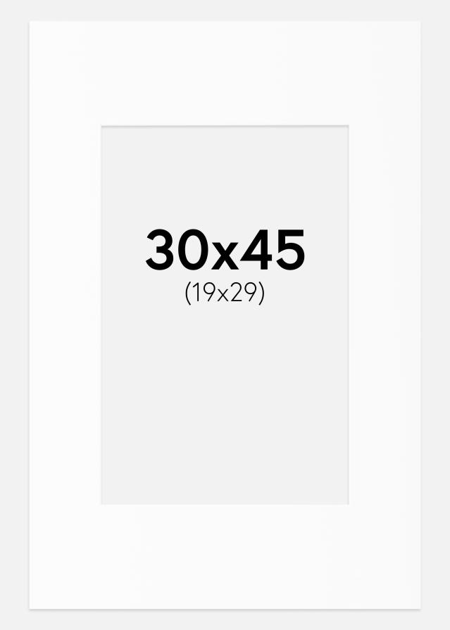 Passepartout Hvit Standard (Hvit kerne) 30x45 cm (19x29)