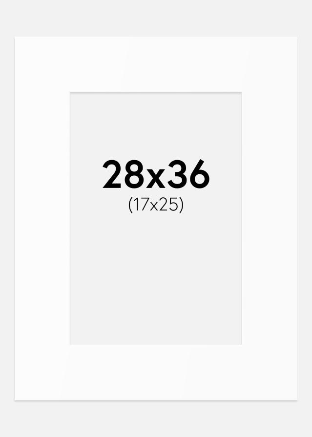 Passepartout Hvit Standard (Hvit kerne) 28x36 cm (17x25)