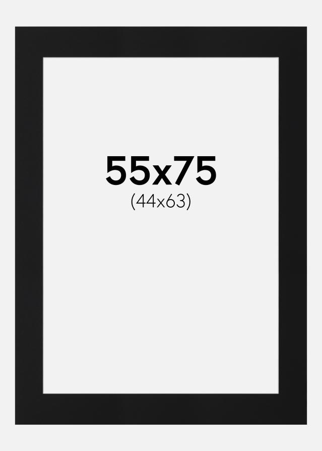 Passepartout Svart Standard (Hvit kjerne) 55x75 cm (44x63)
