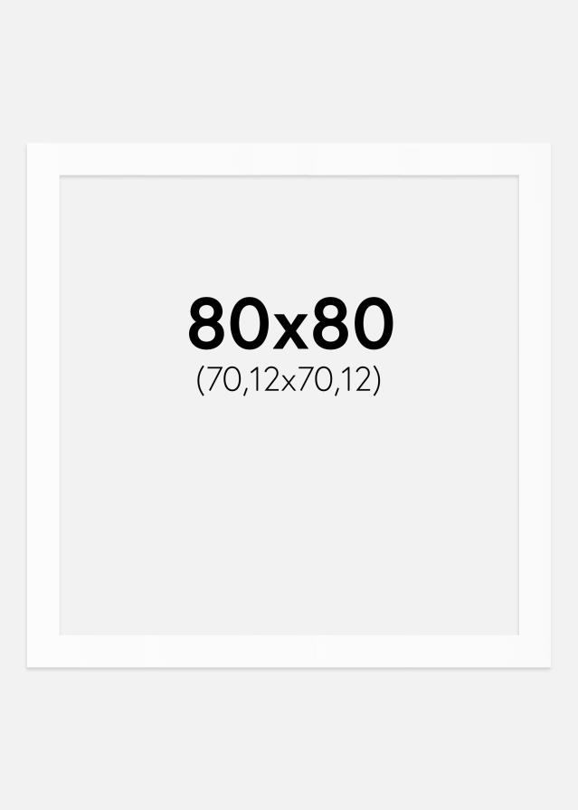 Passepartout Hvit Standard (Hvit kerne) 80x80 cm (70,12x70,12)