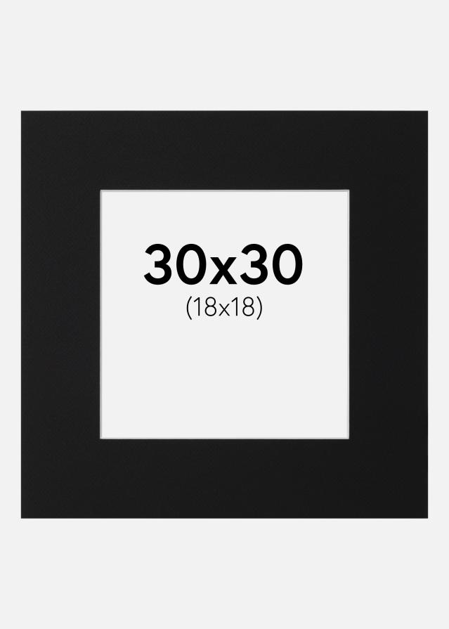Passepartout Svart Standard (Hvit kjerne) 30x30 cm (18x18)