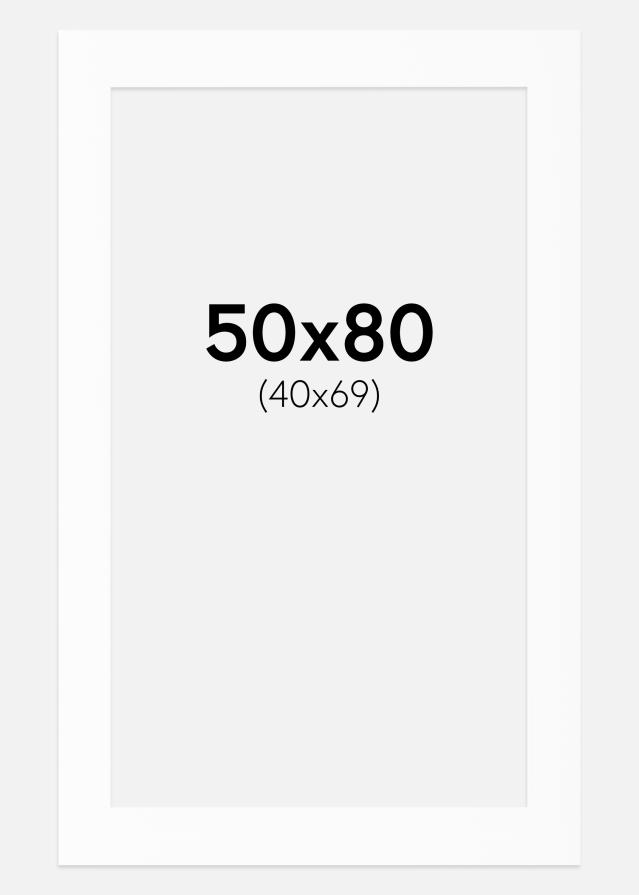 Passepartout Hvit Standard (Hvit kerne) 50x80 cm (40x69)
