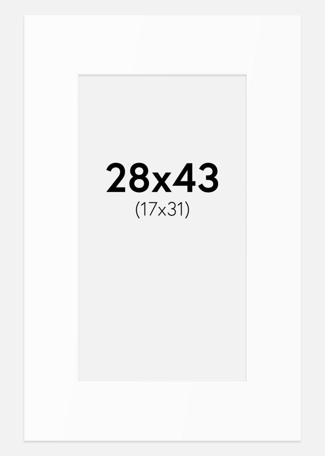 Passepartout Hvit Standard (Hvit kerne) 28x43 cm (17x31)