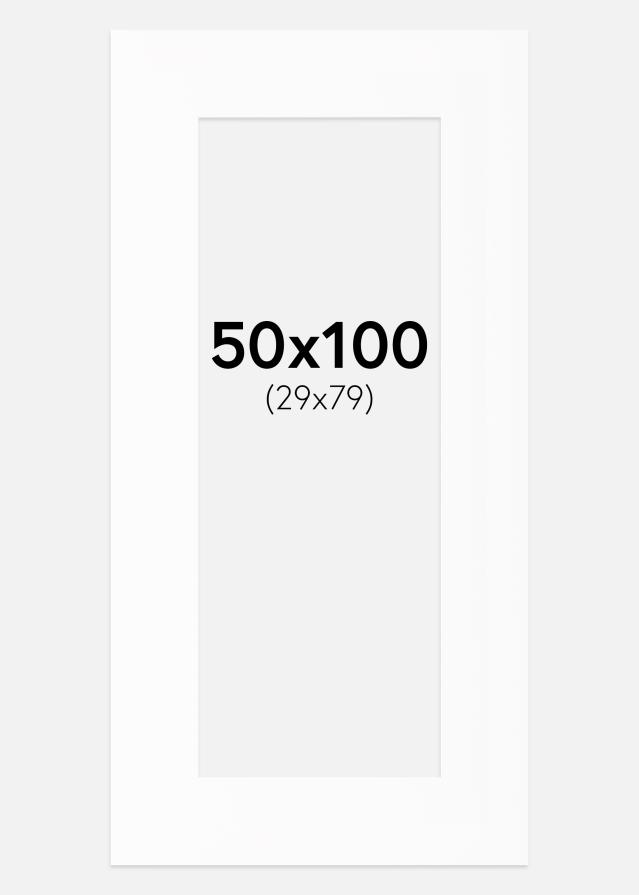 Passepartout Hvit Standard (Hvit kerne) 50x100 cm (29x79)