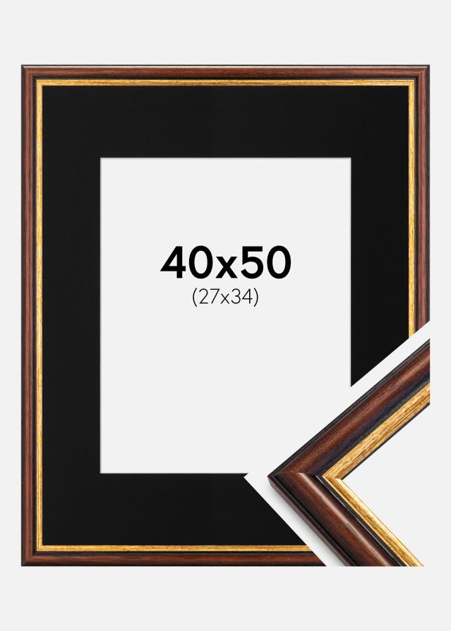 Ramme Siljan Brun 40x50 cm - Passepartout Svart 28x35 cm
