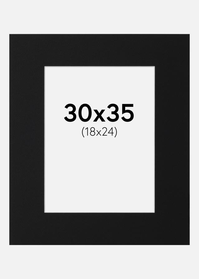 Passepartout Svart Standard (Hvit kjerne) 30x35 cm (18x24)