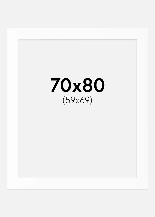 Passepartout Hvit Standard (Hvit kerne) 70x80 cm (59x69)