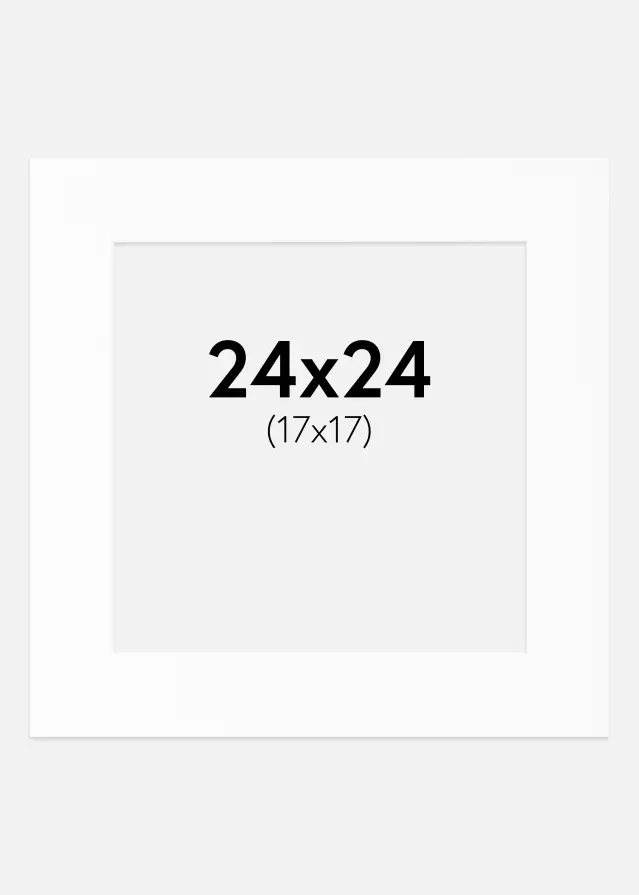 Passepartout Hvit Standard (Hvit kerne) 24x24 cm (17x17)