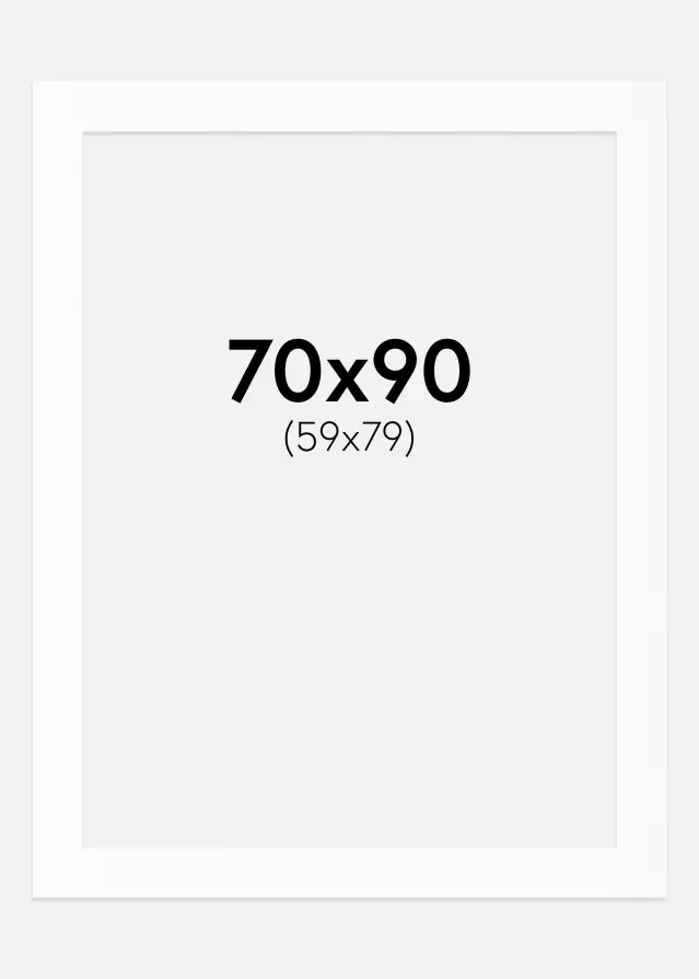 Passepartout Hvit Standard (Hvit kerne) 70x90 cm (59x79)