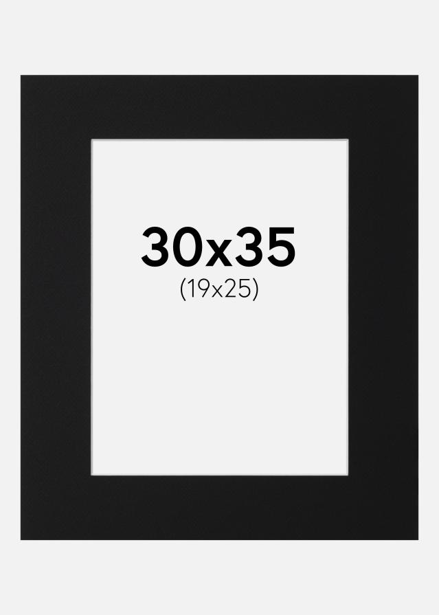 Passepartout Svart Standard (Hvit kjerne) 30x35 cm (19x25)
