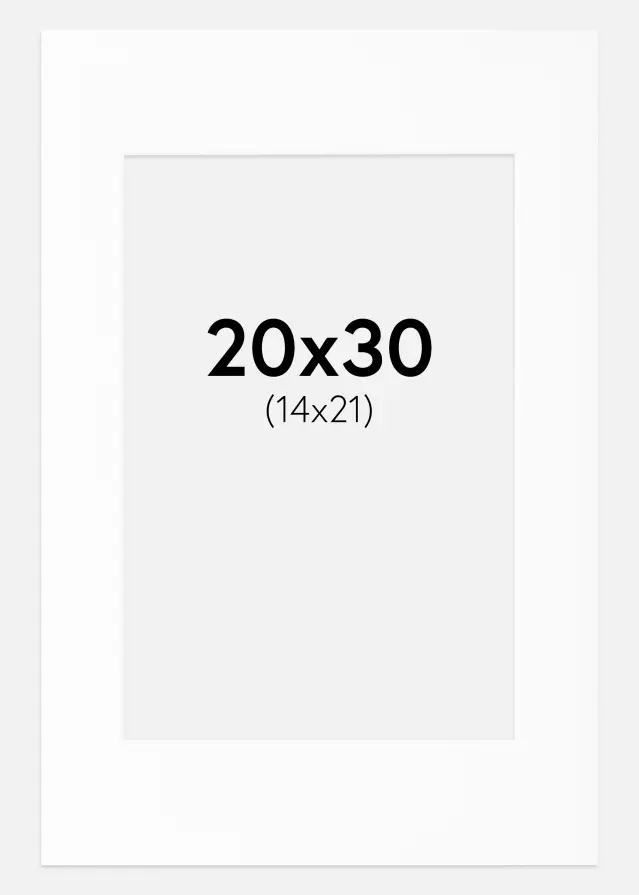 Passepartout Hvit Standard (Hvit kerne) 20x30 cm (14x21)