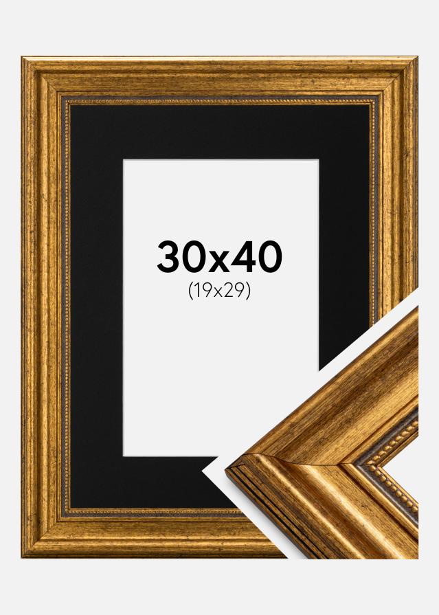 Ramme Rokokko Gull 30x40 cm - Passepartout Svart 20x30 cm