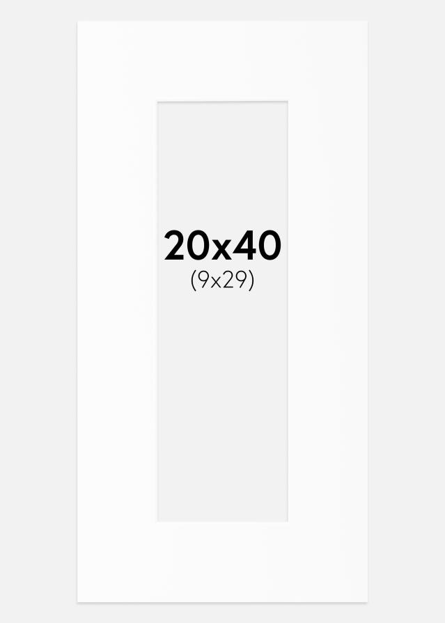 Passepartout Hvit Standard (Hvit kerne) 20x40 cm (9x29)