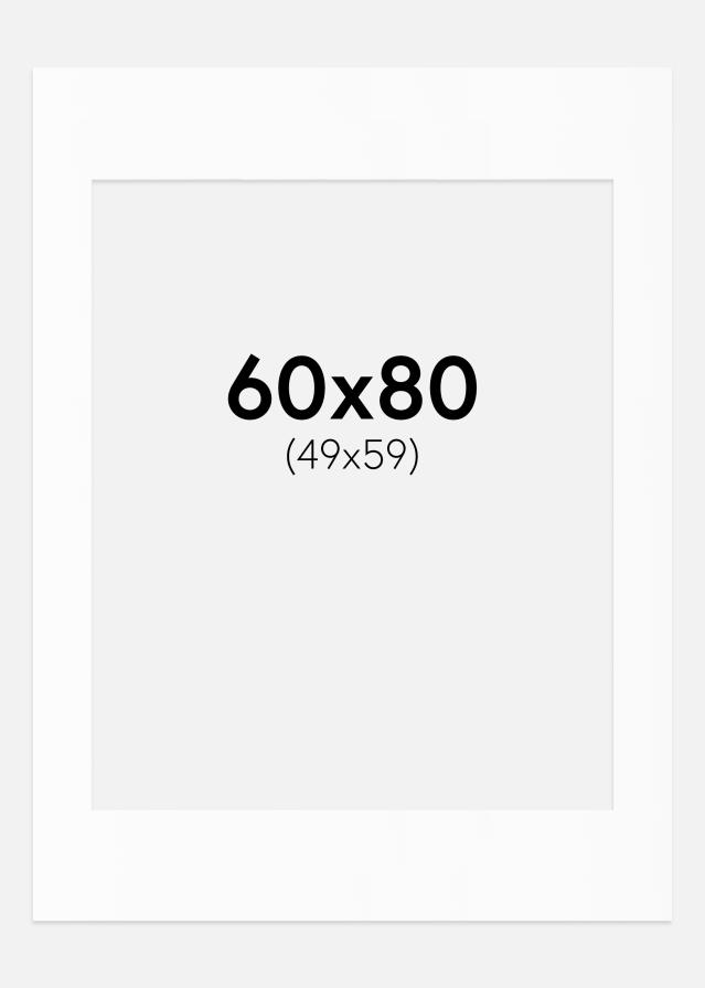 Passepartout Hvit Standard (Hvit kerne) 60x80 cm (49x59)